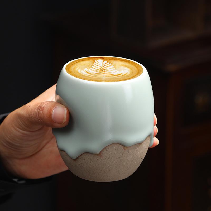 180ml Kreativ Æggeformet Keramik Kop Vintage Keramisk Kaffekop Latte Ru Ovn Vintage Grov Keramik Kop Drikkeredskaber