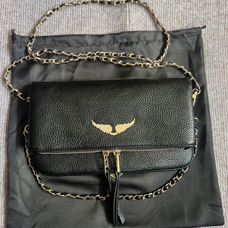 ZV Women's Classic Wing Rivet Shoulder Bag - Trendy, Versatile Small Square Chain Bag