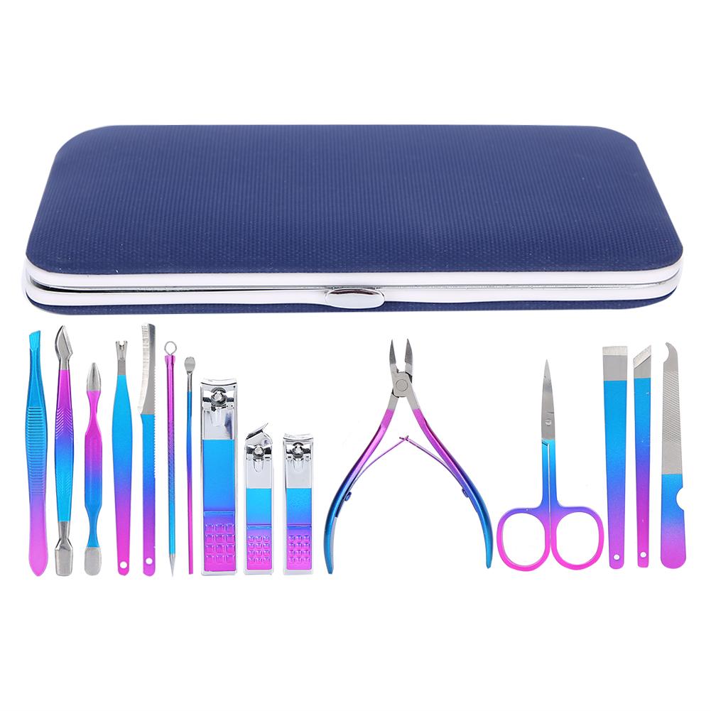 

Набор из 15 щипчиков для ногтей, ножницы для бровей, толкатель омертвевшей кожи, набор для маникюра и педикюра (7023D)