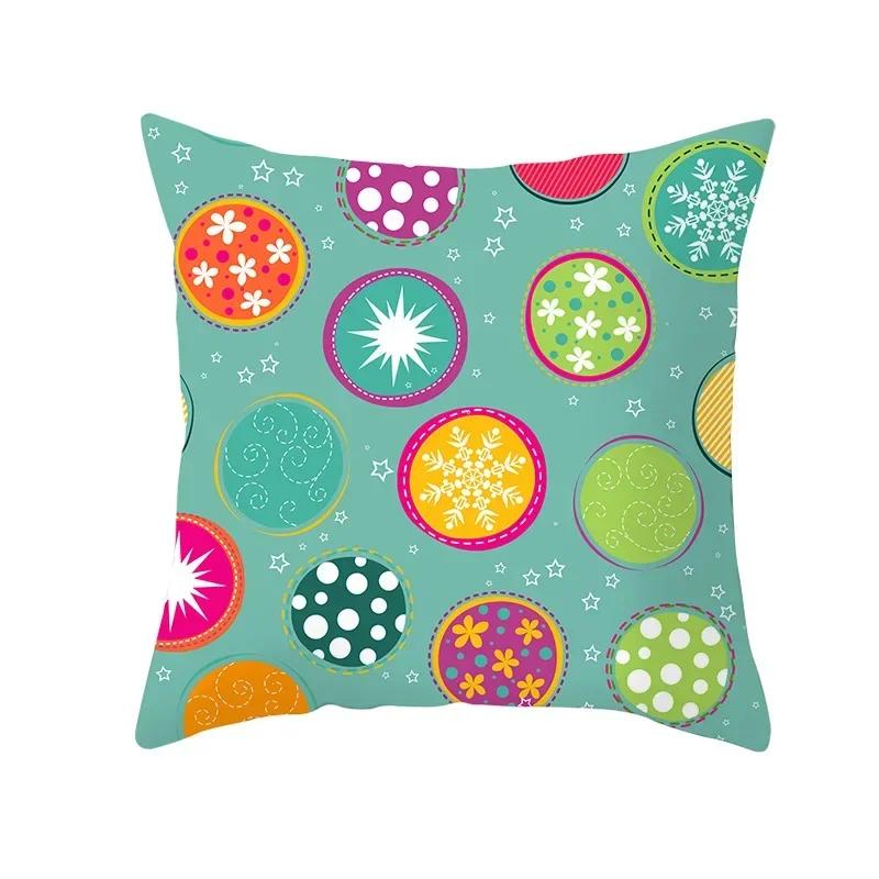 Polyester Fiber Green Series Christmas 2024 Pillow Cover Sofa Cushion Home Decorative Pillows Cover