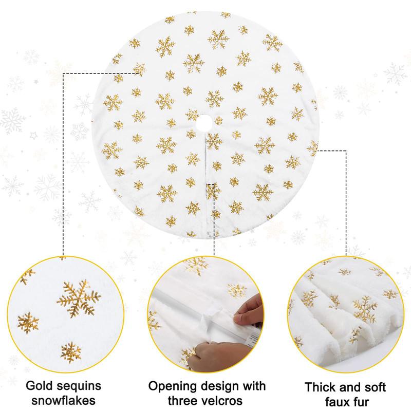 Weihnachtsbaumdecke Pailletten Schneeflocken Weiß Plüschmatten Navidad Plüschrock Weihnachtsbaumständer Matte Ornament Neujahr Weihnachtsdeko