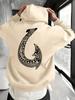Men's Fashion Hoodie with High-Definition Maori Fishhook Pattern on the Back; Suitable for Casual Street Wear; Outdoor Loose-Fitting Warm Sports Shirt