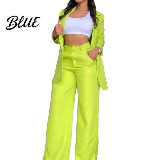 Spring Autumn Suit for Women Women's Two Piece Business Outfit Casual Blazer Jacket And Plus Size Wide Leg Dressy Pants Set Formal Office Work