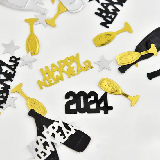 1 Set 2024 Happy Year Confetti Elegant Black Golden Silver Color Confetti for Parties Holiday Decorations