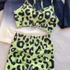 HNYHWKR Women's Leopard Print Yoga Set: Camisole Sports Bra & High-Waisted Butt-Lifting Shorts.
