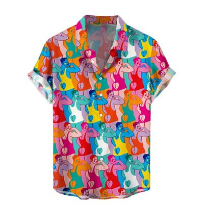 3D Print Funny Hawaiian Shirts For Men Personality Lapel Button Up Shirts Top Short Sleeve Oversized Blouse Male Clothing