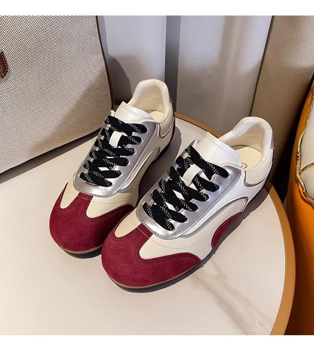 

Ретро кожаные разноцветные универсальные немецкие тренировочные туфли женские 2025 новые мягкая подошва внутренняя высота увеличение повседневные спортивные туфли Форрест Гамп 40 красный