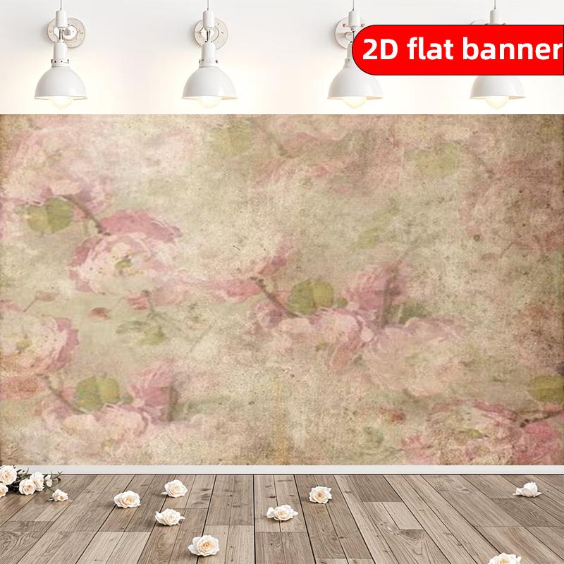 2D flat banner polyester retro style floral pattern banner festive party decoration background fabric 100x150cm