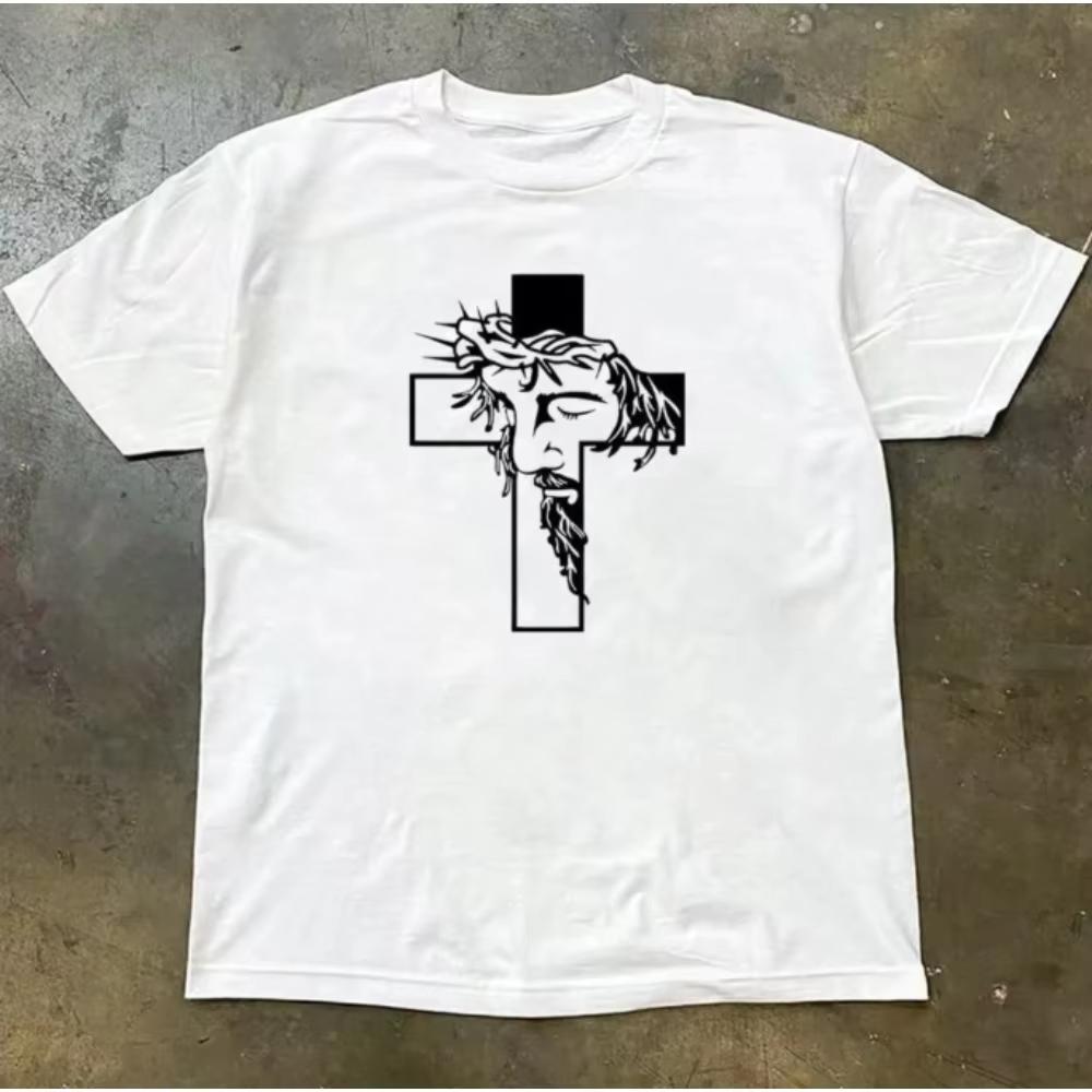 2025 New Summer Casual Short Sleeve T-Shir Print Cotton Regular Fit Round Neck Breathable Loose Unisex Tee Men Women Clothing