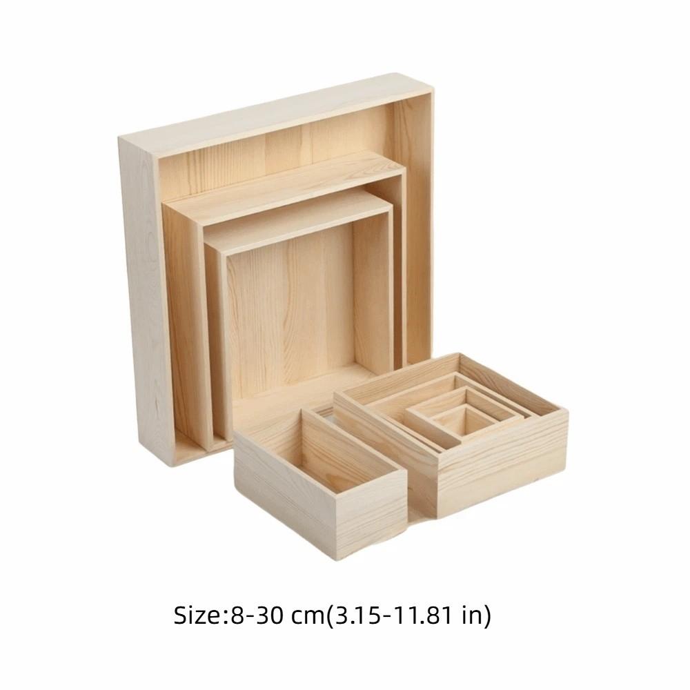 Portable Square Wooden Box Decorative DIY Wooden Storage Container Paintable Small Mini Sundries Jewelry Boxes Gifts
