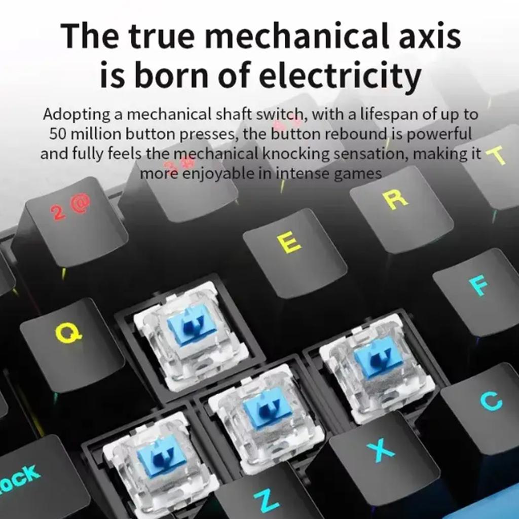 2025 new 68-key game mechanical keyboard mini 65% compact RGB backlit ergonomic wired film keyboard, suitable for laptop desktop