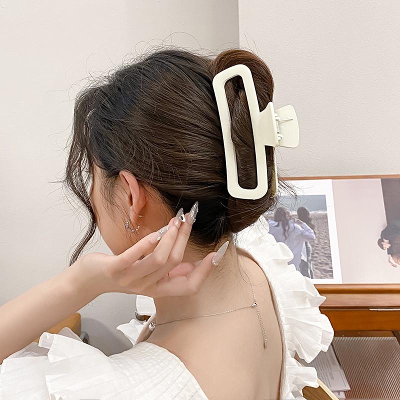 Frosted simple square shark clip back head Pan hair grab clip advanced sense hair accessories
