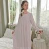 Court-style Princess Sleepwear for Women, Winter and Autumn, French Sweet and Cute Lace with Flowers and Frills, Loose Nightwear