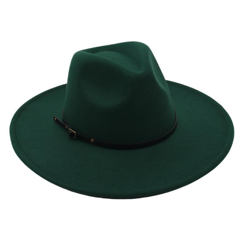 Belt Buckle Top Hat Jazz Hat Men'S And Women'S Felt Hat Woolen Hat Wool Versatile Street Shot
