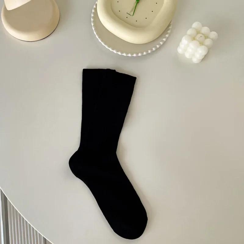 

Женские носки в балетном стиле, носки-гольфы миди в стиле Лолита, ажурные, дышащие, однотонные черные, белые, серые, для девочек, свободные длинные носки EUR 35-39