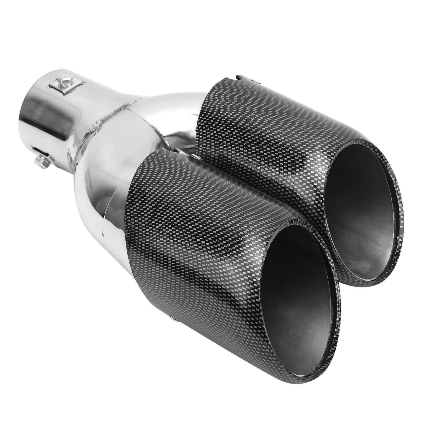 

Carbon Fiber Style Dual Pipe Exhaust Tip Fully Welded Together 304 Stainless Steel Universal