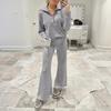 Damen Zweiteilige Outfits Herbst Casual Halber Reißverschluss Trainingsanzug Lounge Set Langarm Pullover Oberteil Und Weitbeinige Hose Trainingsanzug Sets