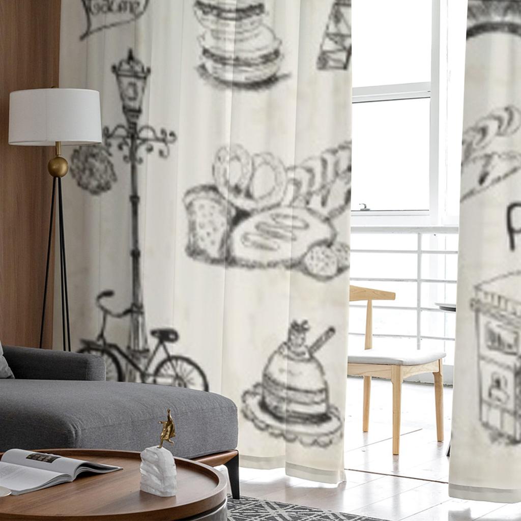 Paris Illustration Tüll Sheer Fenster Vorhänge Für Wohnzimmer Die Schlafzimmer Moderne Chiffon Voile Organza Vorhänge Decor Vorhänge