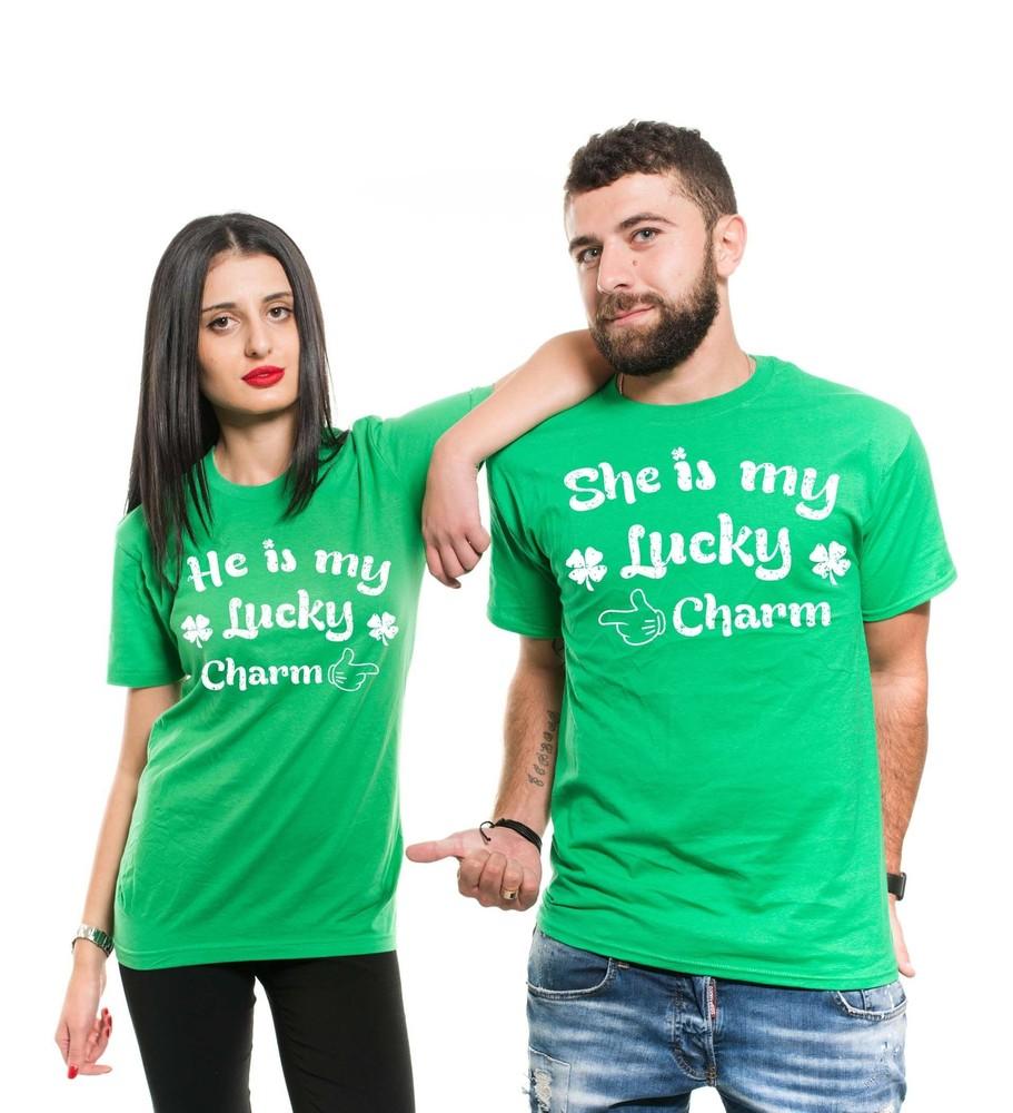 

Lucky Charm Couple Matching Shirts St Patrick s Day Couple Green Shirts Unisex T-Shirt XXXXL