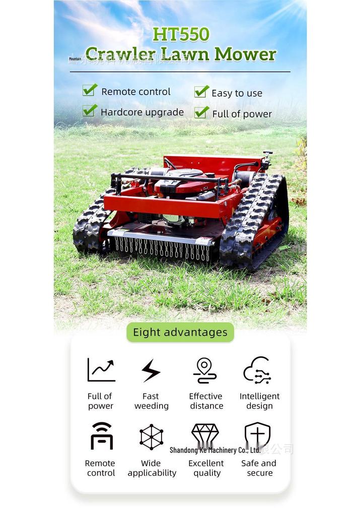 HT550B All-Terrain Remote Control Lawn Mower with Gasoline Trimmer & Weeder