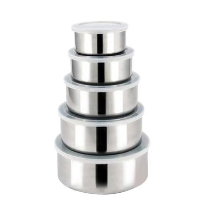 5 Adet Paslanmaz Çelik Kapaklı Karıştırma Kabı Kaseler Kullanışlı Saklama