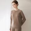 Women's 100% Cashmere Knit Round Neck Loose Sweater - Autumn/Winter Long Sleeve Base Layer Top