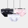 Herren Plus Size Low-Rise Baumwoll-Slip mit Gewinde und 3D-Beutel - Einfarbige Patchwork-Sportunterwäsche
