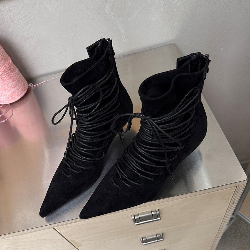 

Мода Мода Острый Носок Вечеринка Женские Ботильоны Современные Ботинки Обувь На Низком Каблуке Обувь На Шнуровке Женские Короткие Ботинки Женские Туфли 35 чёрный