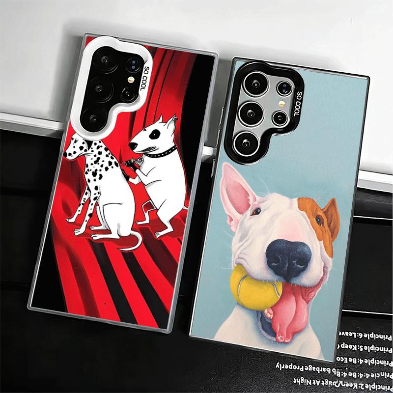 Bull Terrier Dog Cute Puppies Soft Phone Case for Samsung Galaxy S24 S25 FE S26 Edge S23 Ultra S22 Plus S21 + Shockproof Cover B