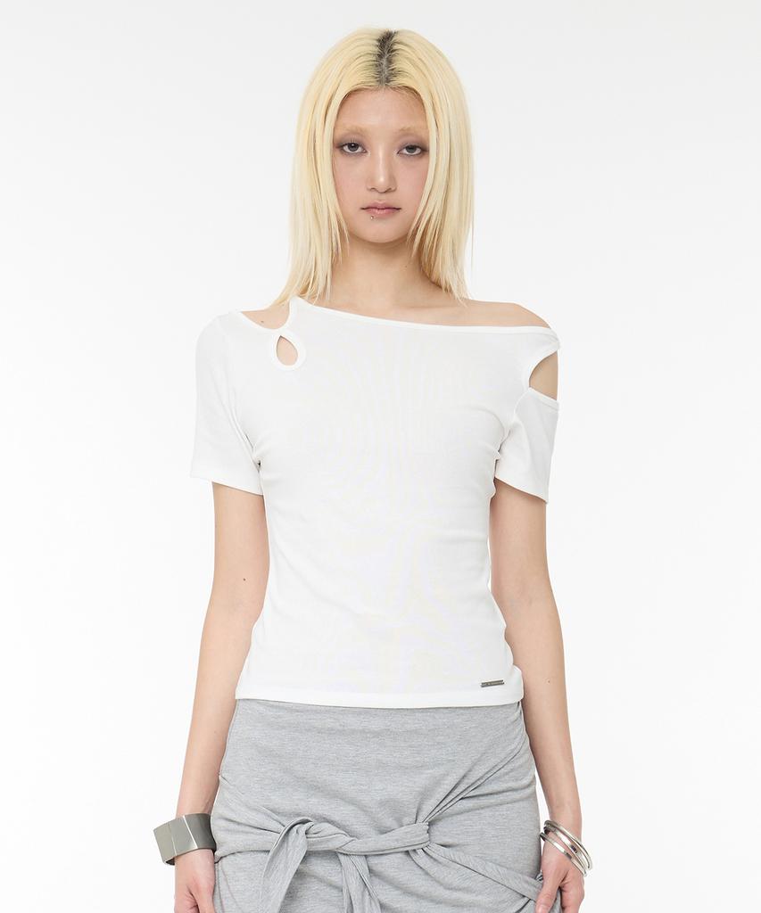 ROCKCAKE Shoulder Cutout Top - White