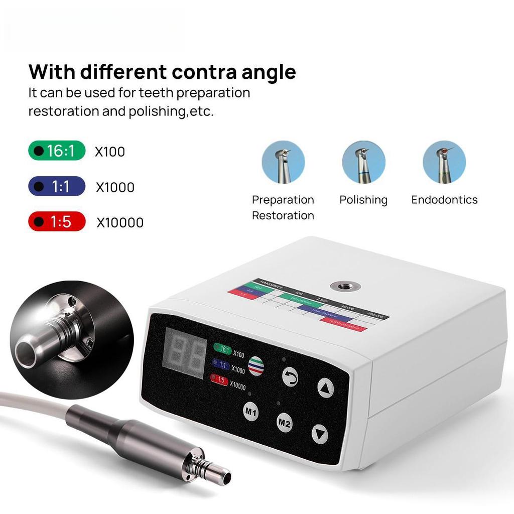 Micromotor electric LED fără perii dentare cu 1:5 Fibră optică inel roșu contraunghi potrivit pentru instrumentul de echipament cu micromotoare dentist