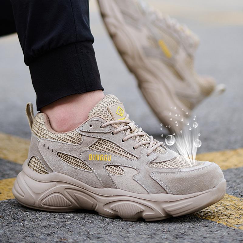 Oulylan Men'S Safety Work Boots Steel Toe Anti-Puncture Breathable Summer Anti-Slip Lightweight Comfortable Labor Protection Sho