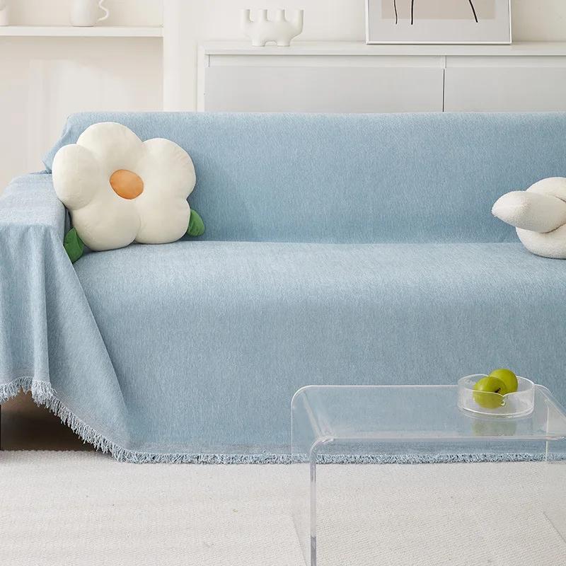 

Однотонное водонепроницаемое полотенце для дивана из синели Four Seasons Universal Sofa Cover All-inclusive Universal Simple Sofa Blanket 180X130CM