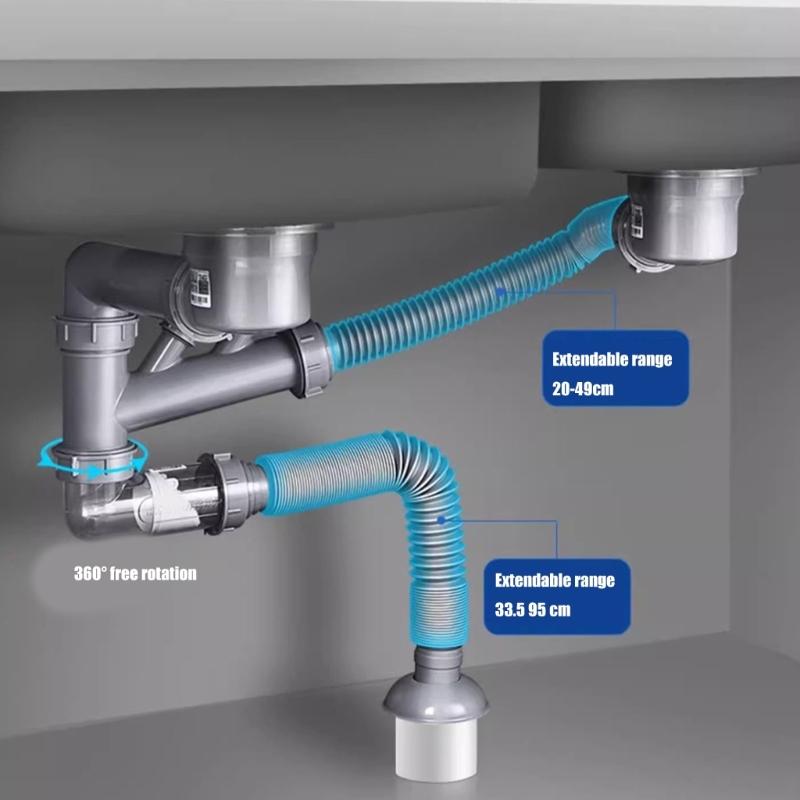 Set di Accessori Drenanti Robusti Comprensivo di Lavelli Singoli Doppi Assemblaggio Tubo di Scarico per Uso in Cucine Moderne