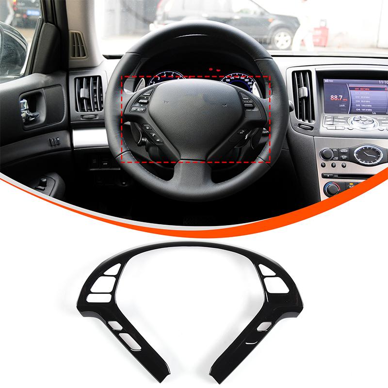ABS Black For Infiniti G25 G37 2007-2013 Car Center Control Gear Shift Panel Steering Wheel Trim Sticker Car Accessories