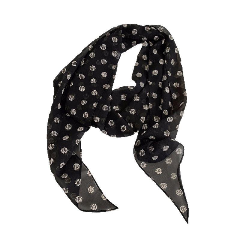2025 Korean Style Silk Polka Dot Scarf Ribbon Neck Tie and Waist Belt for Women