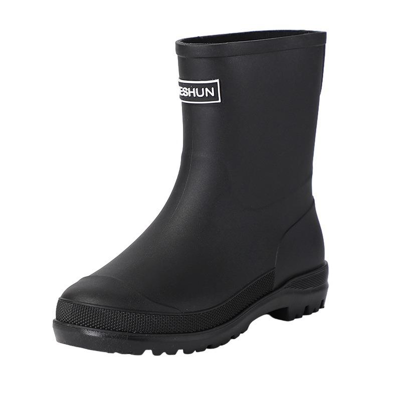 Fashion rain shoes women's winter cotton non-slip medium tube water shoes water boots short rain boots car wash kitchen rubber shoes
