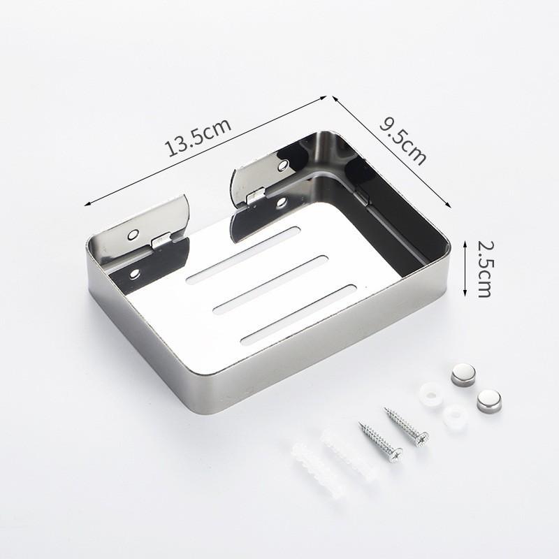 Stainless Steel No-Drilling Soap Holder, Bathroom Shower Soap Dish with Drainage, Hotel Style Rustproof Wall Mount Rack