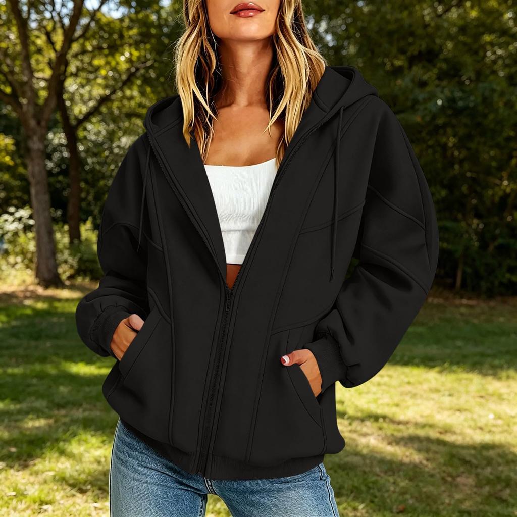 Women's Casual Zip Up Hoodie with Pockets for Everyday Wear