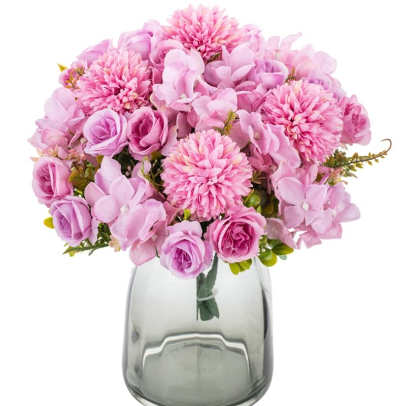 1/4PCS 29CM Rose Chrysanthemum Silk Bouquet Artificial Flowers Wedding Home Ornamental Flowerpot Decor Festival Wreath Accessory