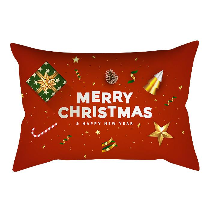 New Christmas Waist Pillow Case Long Pillow Pillow Golden Snowflake Home Cushion Cover