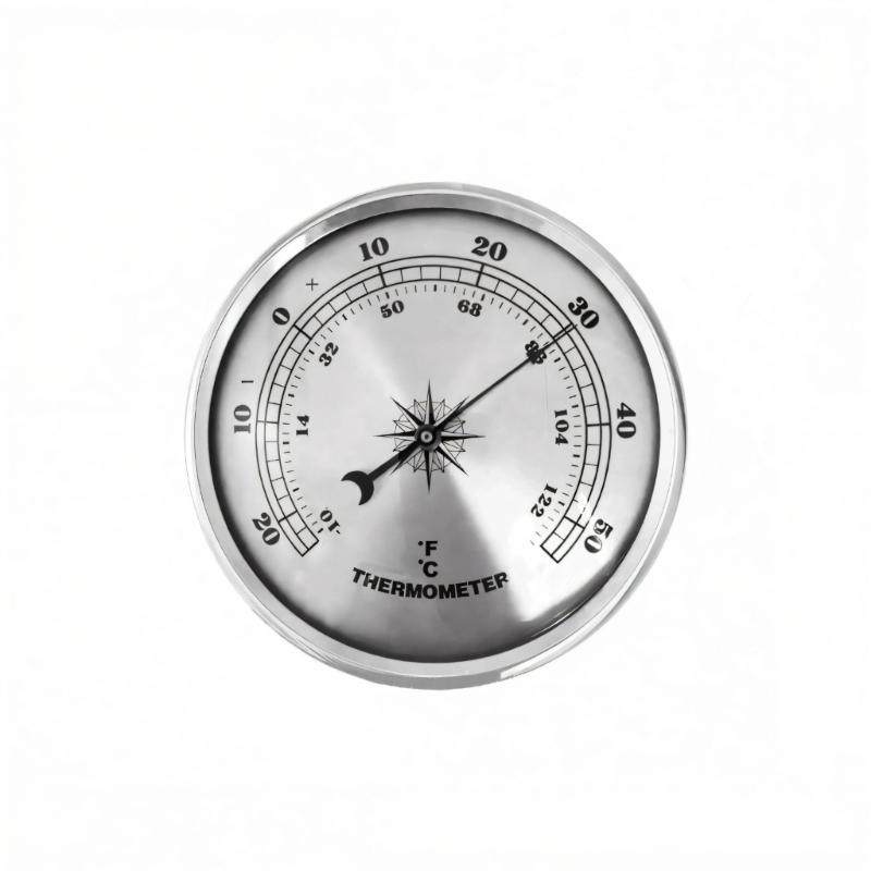 Einfach zu tragendes analoges Barometer Thermometer Hygrometer Set Silber Metall 90mm für Zuhause Büro Reise Überwachungsbedürfnisse