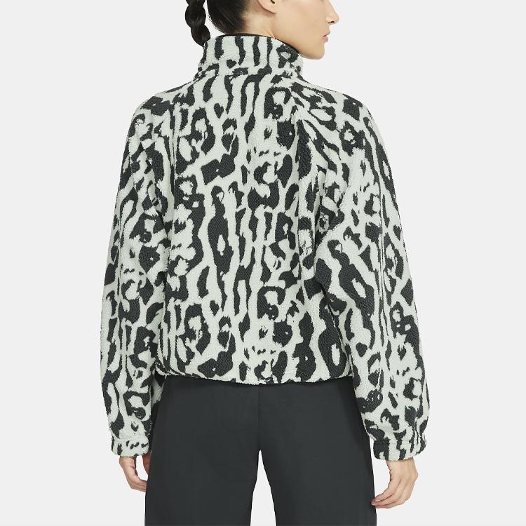 Nike Sportswear Women's Sherpa Stay Warm Animal Print Stand Collar Jacket Dark Smoke Grey CU6592-070
