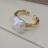 Natural four-leaf flower button baroque pearl ring women's open index finger ring 2026 new retro ring