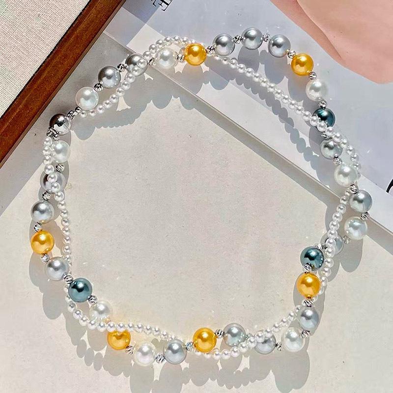 

Pearl Double-Layer Magnetic Pendant Necklace - French Retro Court Style Clavicle Chain for Women