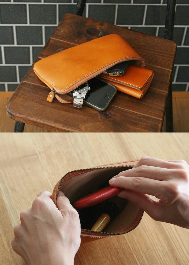 Belt Specialty Store [Belt Lab] pot, Made in Japan, Tochigi Leather Pouch, Large, for Small Items, Cosmetic, and Bankbook, BLPT0085 (Brown)