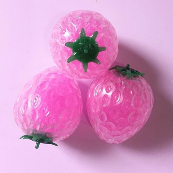 Grape Strawberry Fruit Squeeze Toy Colorful TPR Stress Relief Balls Soft Fidget for Kids Adults Portable Decompression Gadget for Anxiety Party