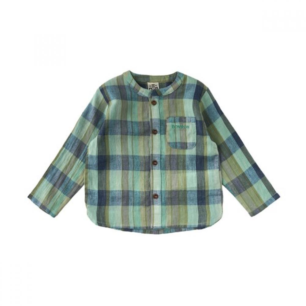 Bonton Baby Gn Check Henry Neck Shirt 7617t L20 01 GN/18M