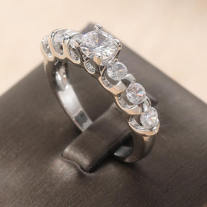Exquisite Copper Color Inlaid White CZ Women's Set of Rings Geometry Daily Wear Party Zircon