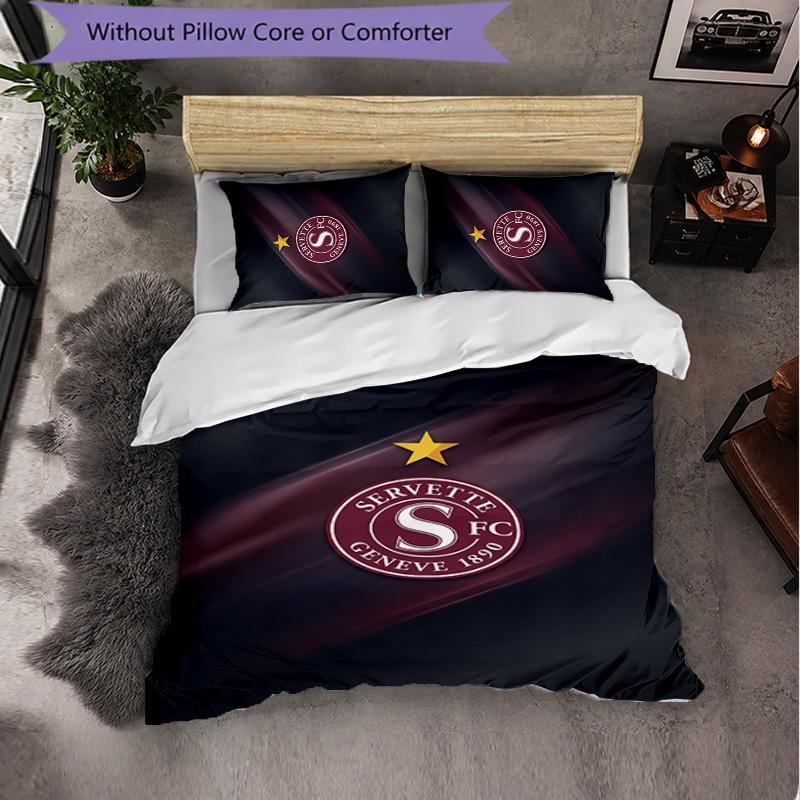 Servette FC Themed Bedding 3Pcs Duvet Cover Set Decorative Bed Linen For Teen Room Home Decoration
